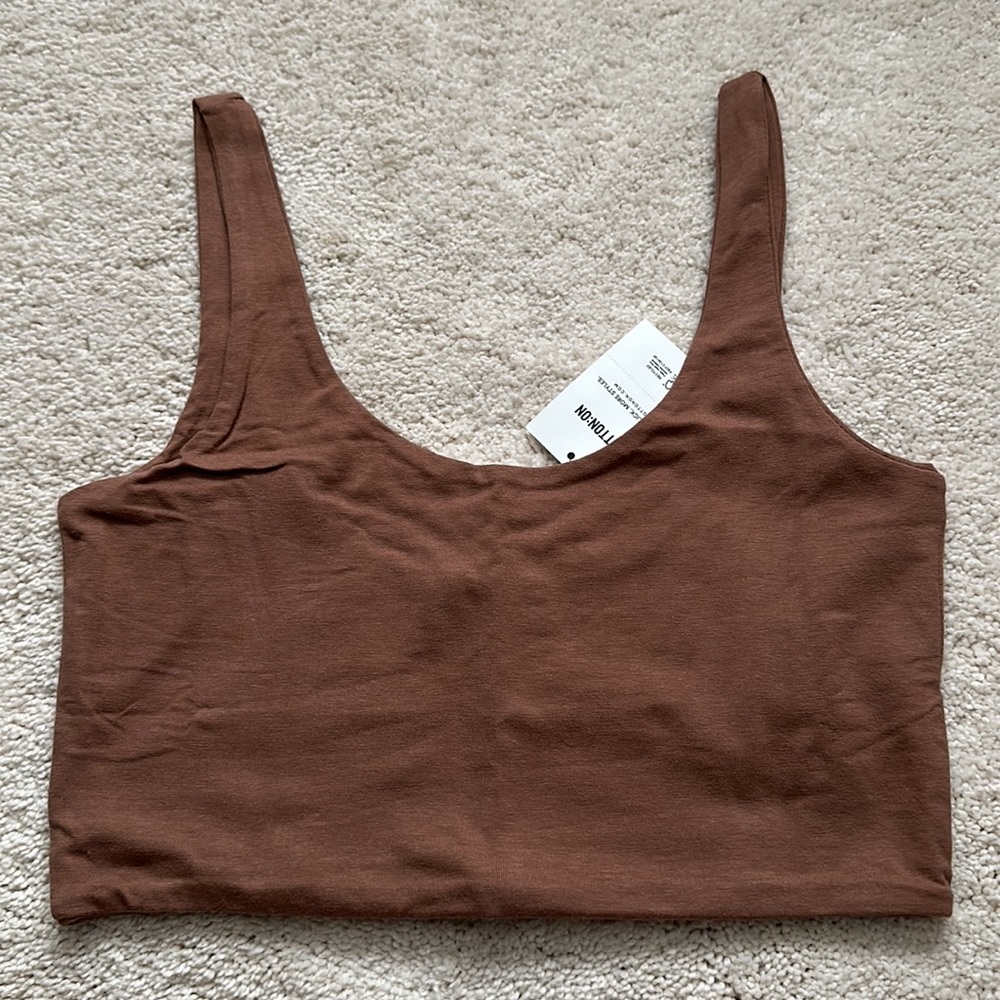 Cotton On Light Brown Ash Crop Tank Top